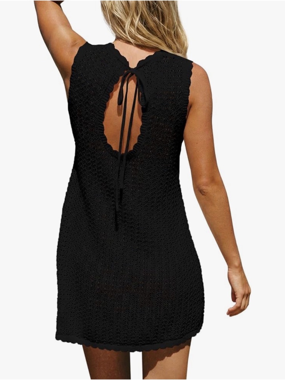 NWT Black Crochet Cover-Up Dress with Back Tie size XXL